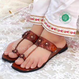 Genuine Leather Handmade Kolhapuri Slip On Sandals for Women, Dark Tan Bridesmaid slippers, Ethnic dresses Flats, Wedding shoes for women,