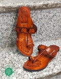 Handmade Dark Tan Leather Kolhapuri Sandals: Elephant Design Ethnic Flats product logo