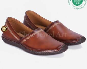 Mens Leather Mojari Shoes: Indian Groom Wedding Loafers