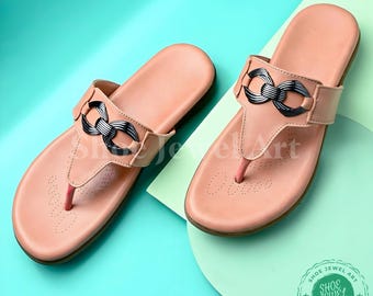 Sandalias Kolhapuri rosas hechas a mano para mujer, pantuflas cómodas de cuero vegano suave, sandalias tradicionales sin cordones, sandalias de verano, sandalias de Jesús.