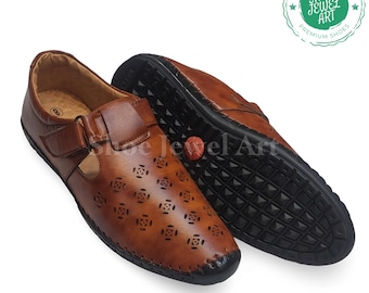 Handmade Brown Leather Loafers Men’s Slip On Shoes | Breathable Ventilated Casual Flats | Comfortable Wedding, Party, Formal Wear