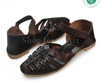 Handmade Leather Gladiator Sandals: Indian Style Brown Summer Shoes