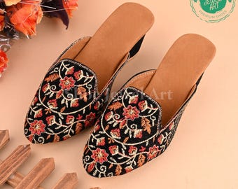 Embroidered Bridal Mules: Ethnic Beaded Juttis Shoes