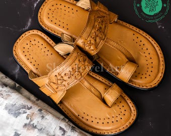 Handmade Kolhapuri Leather Sandals: Indian Ethnic Wedding Groom Slip-Ons