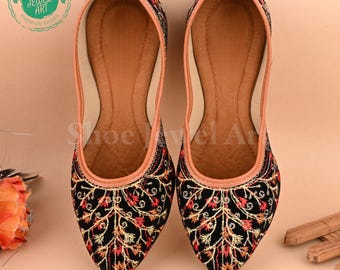 Embroidered Khussa Shoes: Indian Jutti Mojari Bellies, Wedding Flats