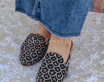 Embellished Mule Slippers: Multicolor Handcrafted Bridal Flats
