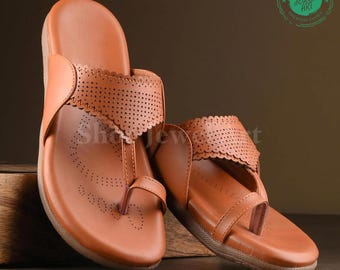 Handmade Kolhapuri Sandals: Ethnic T-Strap Leather Slip-Ons