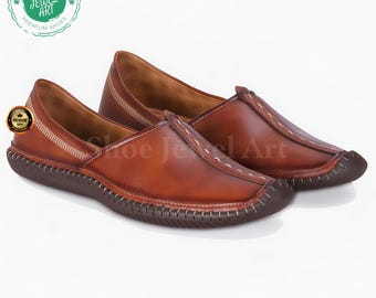 Handcrafted Mens Leather Loafers: Indian Mojari Slip-Ons