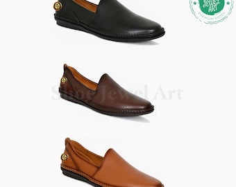 Handcrafted Mens Leather Slip-On Shoes: Ethnic Wedding Mojari