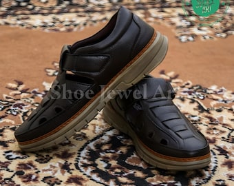 Handmade Leather Orthopedic Sandals: Brown Buckle Strap Shoes
