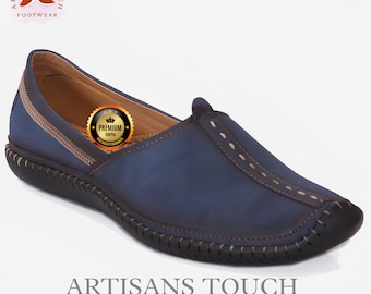 Handcrafted Mens Leather Loafers: Ethnic Indian Slip-On Shoes