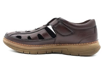 Sandalias ortopédicas de cuero hechas a mano: Sandalias marrones de médico para hombre