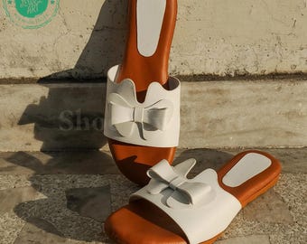 Sandalias planas blancas de verano con tiras, zapatos sin cordones con punta abierta, preciosas sandalias planas para bodas, chanclas para damas de honor, zapatillas de mujer, sandalias de plataforma