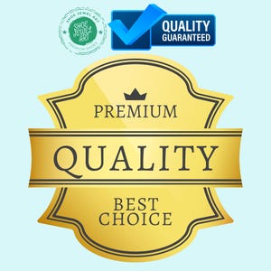 May include: A gold-colored badge with the words "PREMIUM QUALITY BEST CHOICE" in black text. A blue checkmark and the words "QUALITY GUARANTEED" are in the upper right corner. A green circular logo with the words "SHOE JEWEL ART PREMIUM SHOES" is in the upper left corner.