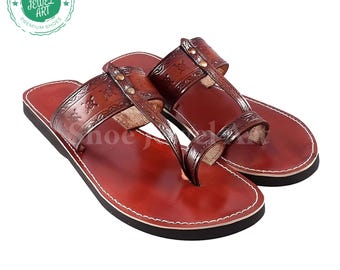 Sandalias Kolhapuri de cuero rojo hechas a mano: bailarinas étnicas para novias