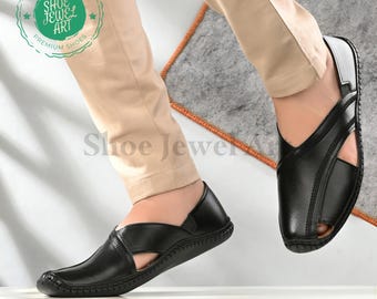 Handmade Punjabi Mojari Shoes: Black Ethnic Slip-on Loafers