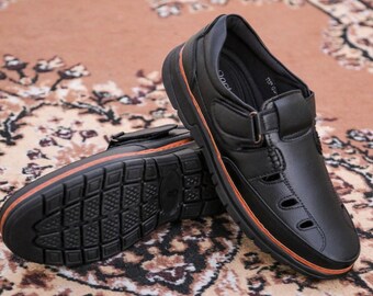 Sandalias ortopédicas de cuero hechas a mano: calzado casual de verano para hombre.