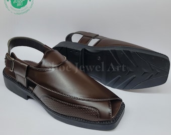Handcrafted Vegan Leather Peshawari Sandals: Ethnic Wedding Shoes