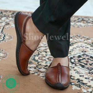 Brown Leather Indian Loafers: Ethnic Slip-On Shoes
