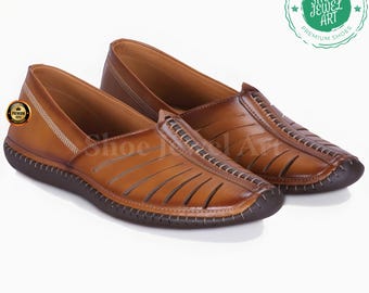 Zapatos Punjabi Mojari de cuero: Mocasines tradicionales para novios en bodas