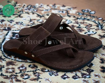Criss Cross Sandals For Men, Brown Sandals, Comfortable Slippers, Ethnic Thong Slides, Handmade Sandals, Ancient sandals, Kolapuri Sandals,
