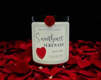 Candela di cera di cocco "Sweetheart Serenade" alla vaniglia e rosa