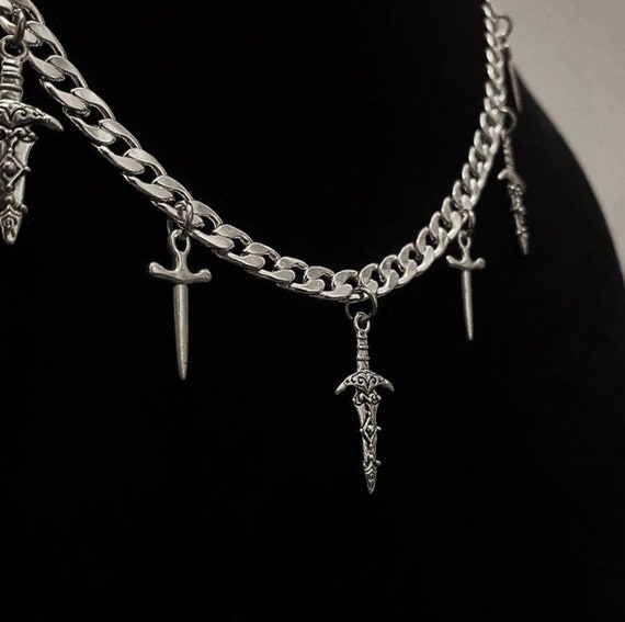 Mixed Dagger Charm Necklace