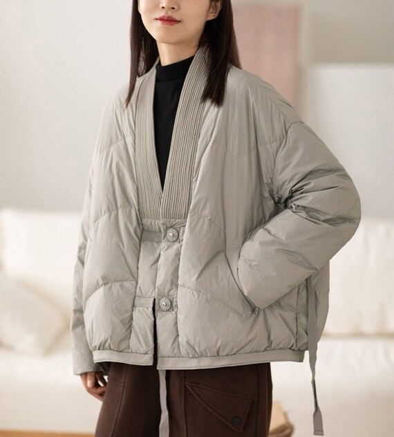 Women s Winter Duck Down Jacket Vintage Japanese Duck Down Tie