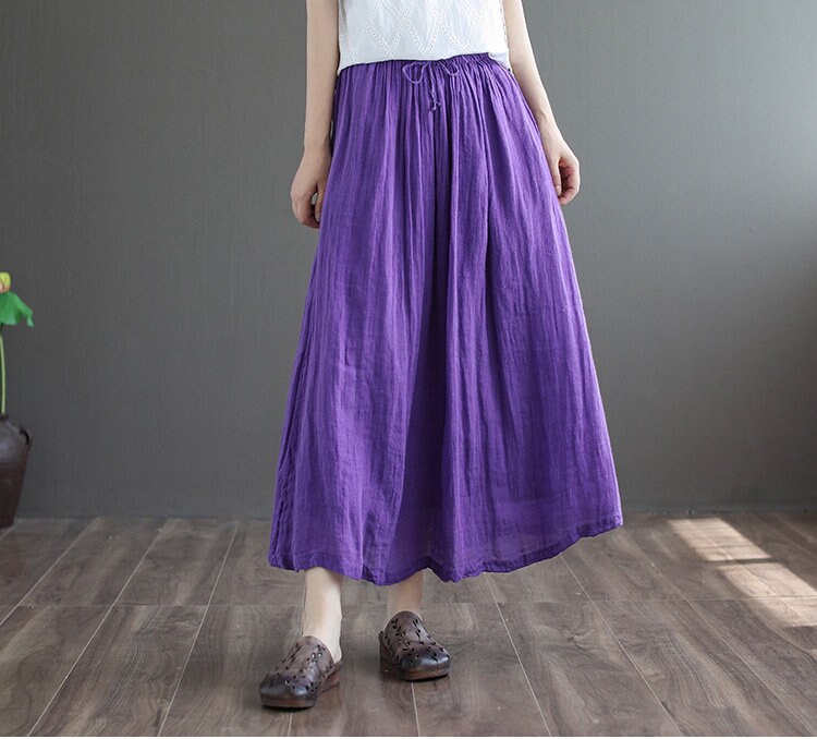 Women's Summer Linen Skirts Vintage Cotton Linen Solid - Etsy