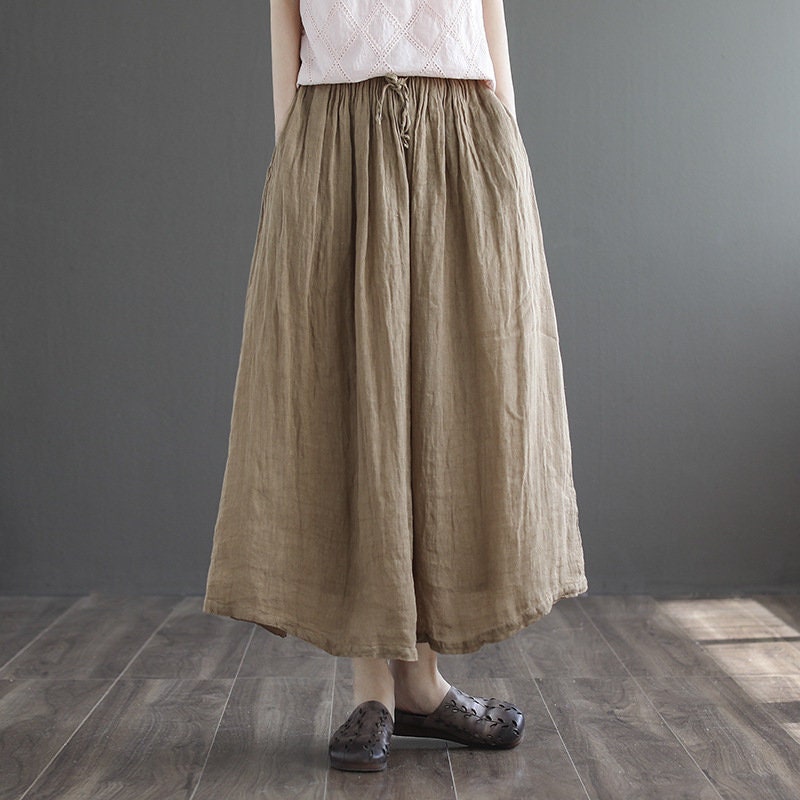 Women's Summer Linen Skirts Vintage Cotton Linen Solid - Etsy
