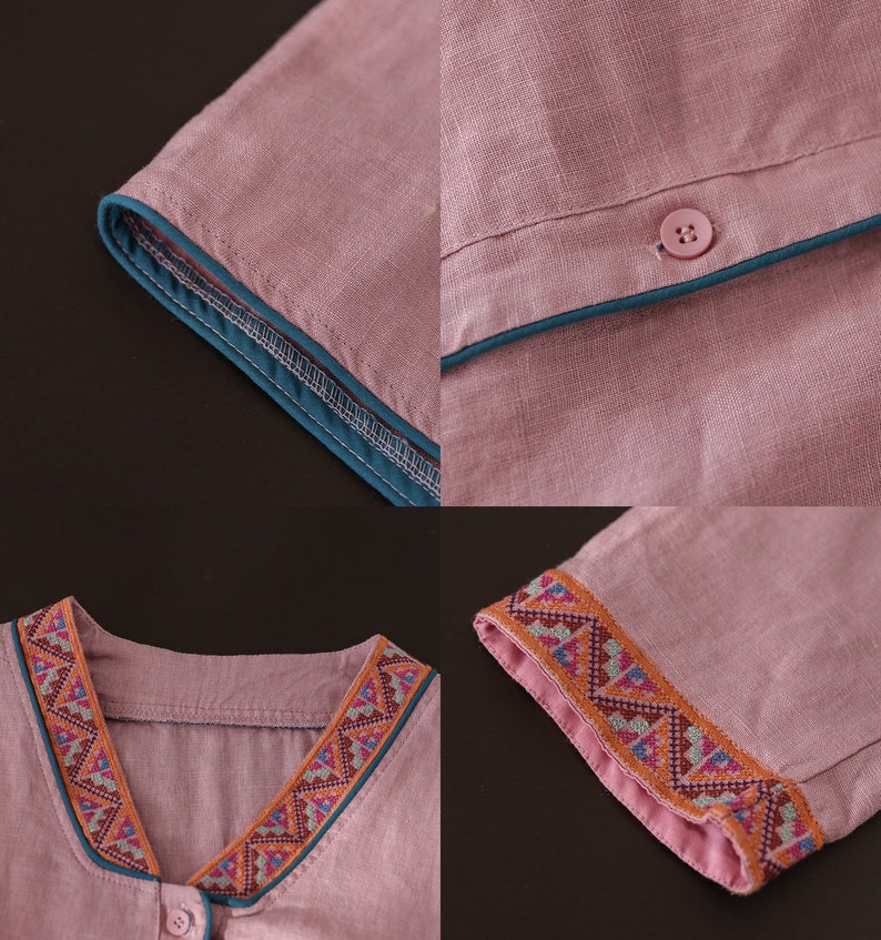 Women's Embroidered Linen Shirt Vintage Boho Shirt - Etsy