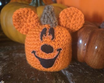 Calabaza parpadeante de Mickey tejida a crochet, decoración de Halloween, decoración de Disney, decoración del hogar