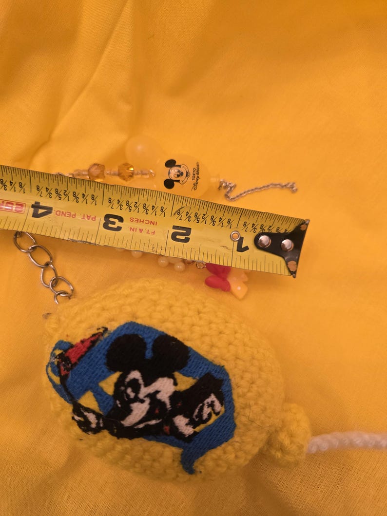 Disney vintage crocheted Balloon keychain with rhinestone accents mickey mouse image 8