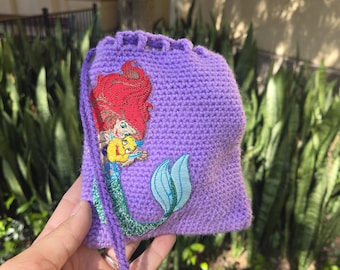 Little Mermaid Ariel with Flounder  Pull string bag