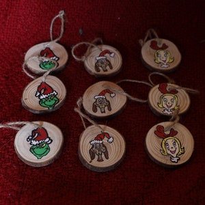 Grinch 3 Set wood hand painted ornaments  grinch decor Chrismas tree grinchmas decorations, handmade hand painted