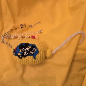 Disney vintage crocheted Balloon keychain with rhinestone accents mickey mouse image 4