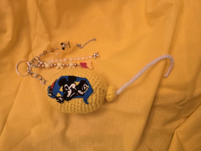 Disney vintage crocheted Balloon keychain with rhinestone accents mickey mouse image 4