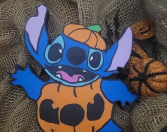 Stitch Halloween hand painted wood decor