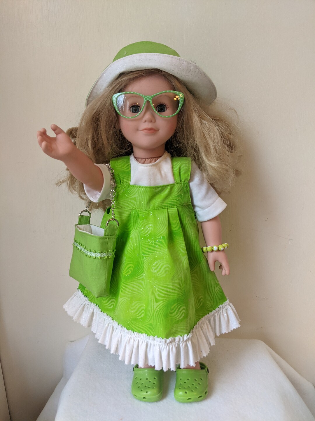 18 Doll Green Dress, AG Doll Green Dress, 18 Doll Dress Outfit, AG Doll