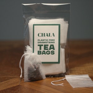 Plastic Free, Home-Compostable Drawstring Tea Bags