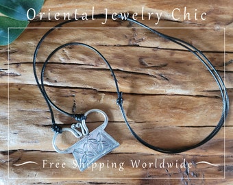 MIAO SILBER Anhänger Halskette, Hmong Tribal Halskette, Boho Anhänger, verstellbare Halskette, Geschenk für sie, Geburtstagsgeschenk, ethnischer orientalischer Schmuck