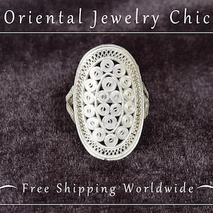 FINE SILVER FILIGREE Rings, 99 Silver Miao Hmong Tribal Ring, Boho Ring, Gift For Her, Birthday Gift, Oriental Jewelry, Nature Lover Gift