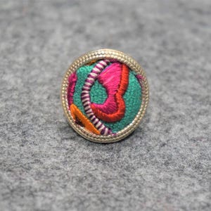 ANTIQUE EMBROIDERY Ring, Miao Hmong Silver Ring, Boho Ring, Adjustable Ring, Gift For Her, Birthday Gift, Oriental Jewelry, Chinese Jewelry