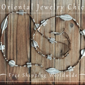 STERLING SILVER NECKLACE, 925 Silver Miao Hmong Tribal Necklace, Boho Necklace, Gift For Her, Birthday Gift, Oriental Jewelry, Nature Lover