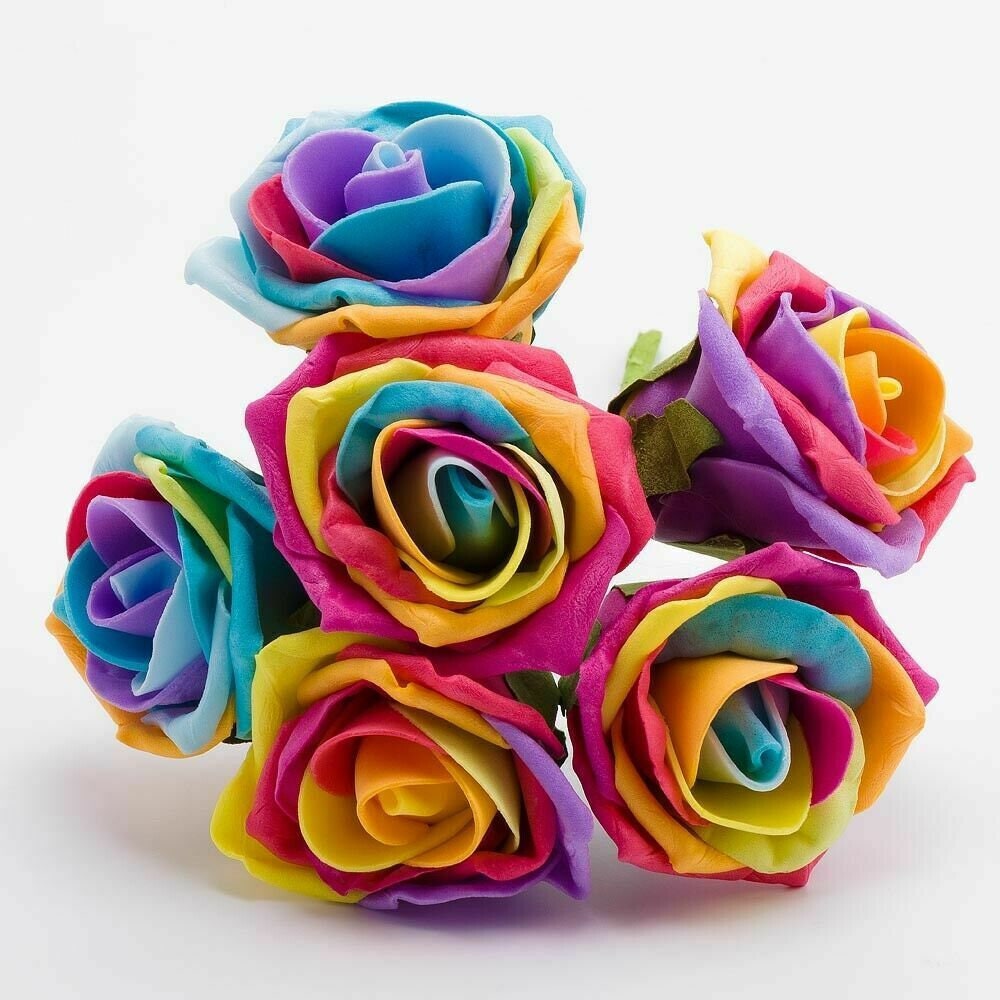 12 Artificial Foam Roses Wedding Flowers All Colours For Bouquets Or Buttonholes 