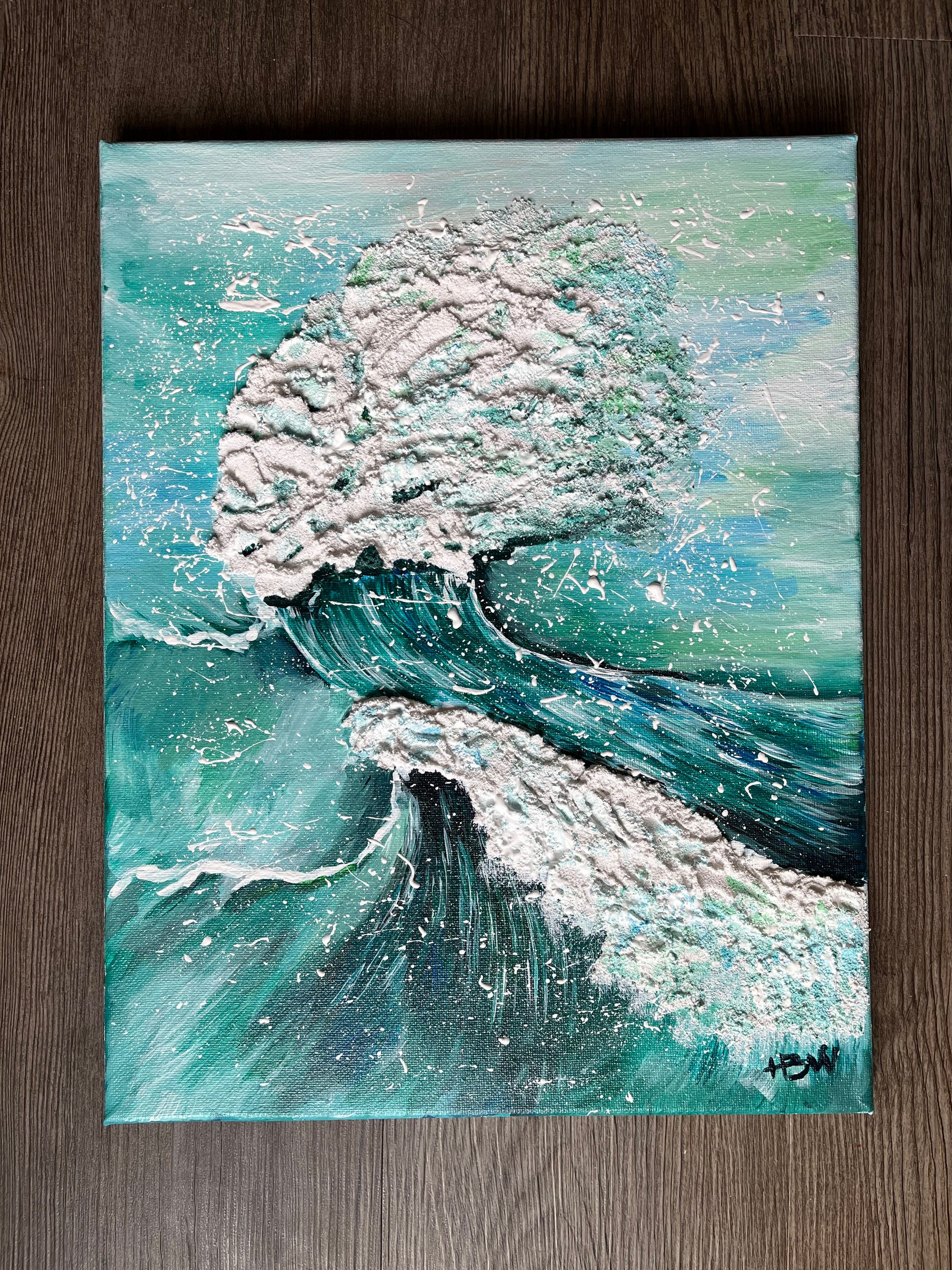 Waves, acrylic painting with molding paste for extra texture : r/wildart