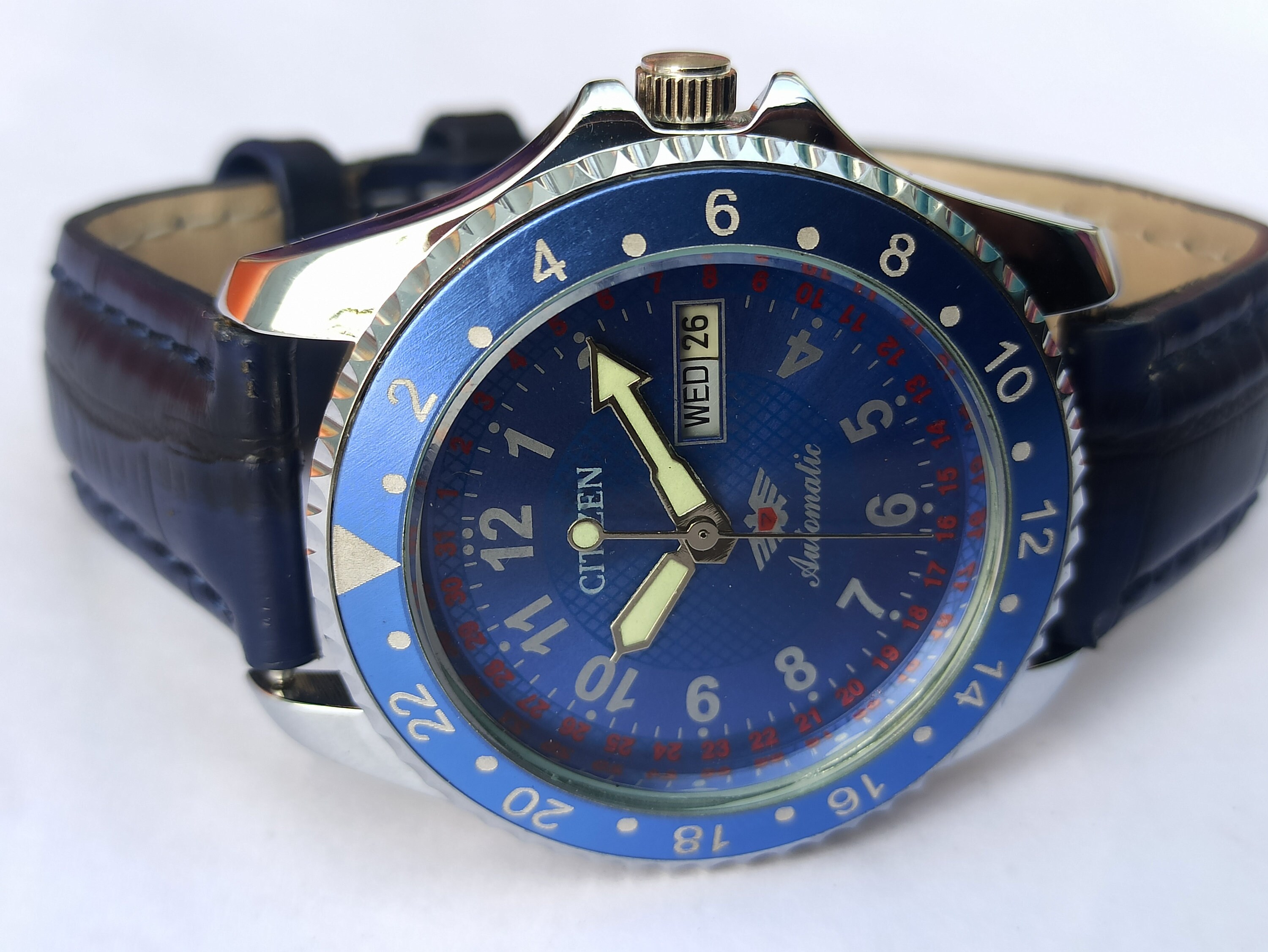 1990 Vintage Citizen Automatic Mechanical Wrist Watch Blue | Etsy