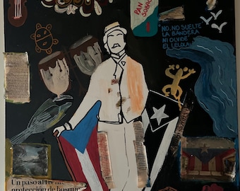 No Suelte la Bandera – Puerto Rican Mixed Media Art (18x24”)