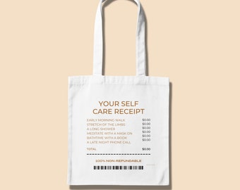 Self Care Tote Bag | Canvas Tote Bag | Gifts For Her | Cotton Bag | Lightweight Reusable Tote Bag | Handbag | Laptop Bag