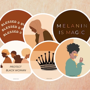 Black Women Sticker Pack | 3x3 Stickers | Round Stickers | Glossy Stickers | Black Girl Stickers | Laptop Stickers | Water Bottle Stickers